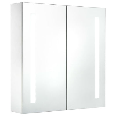 vidaXL LED Bathroom Mirror Cabinet White and Oak 50x13x70 cm