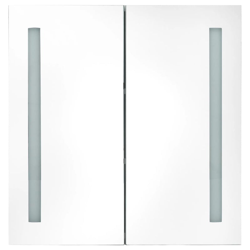 vidaXL LED Bathroom Mirror Cabinet White and Oak 50x13x70 cm