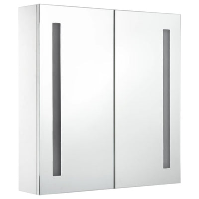 vidaXL LED Bathroom Mirror Cabinet White and Oak 50x13x70 cm