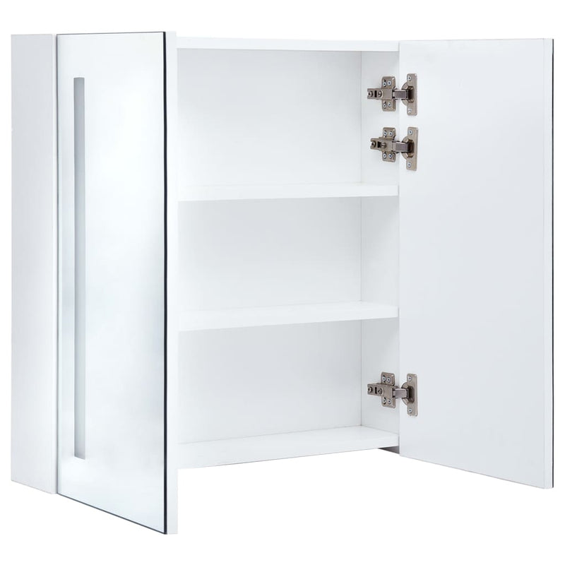 vidaXL LED Bathroom Mirror Cabinet White and Oak 50x13x70 cm