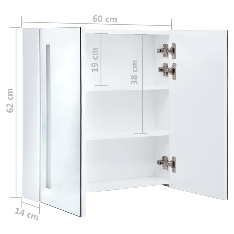 vidaXL LED Bathroom Mirror Cabinet White and Oak 50x13x70 cm