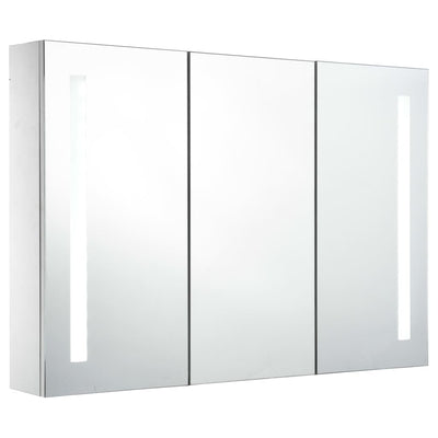 vidaXL LED Bathroom Mirror Cabinet White and Oak 50x13x70 cm