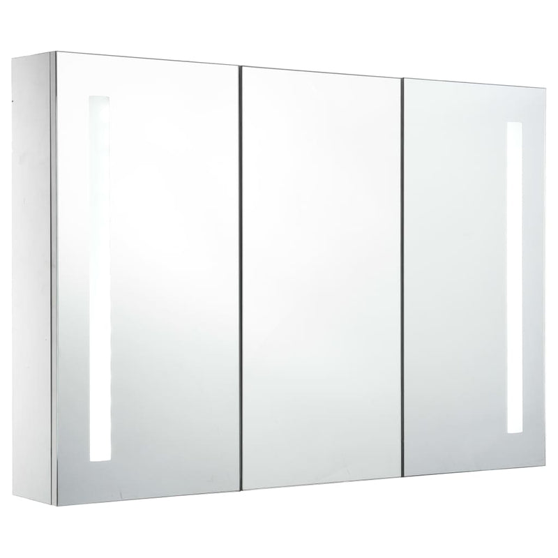 vidaXL LED Bathroom Mirror Cabinet White and Oak 50x13x70 cm