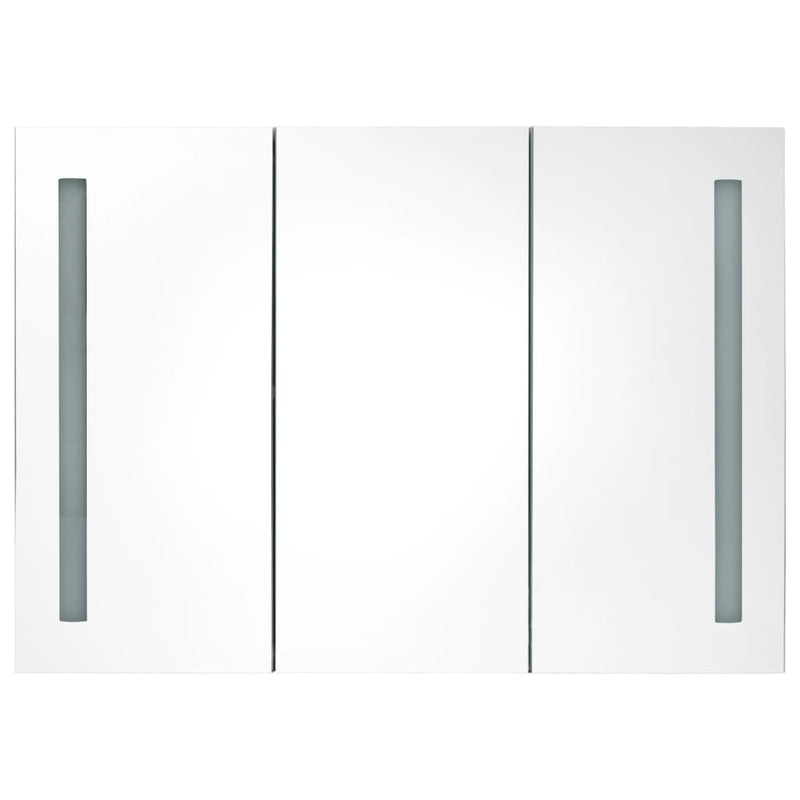 vidaXL LED Bathroom Mirror Cabinet White and Oak 50x13x70 cm