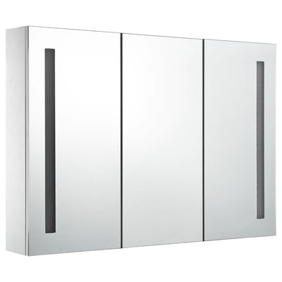 vidaXL LED Bathroom Mirror Cabinet White and Oak 50x13x70 cm