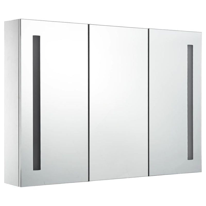 vidaXL LED Bathroom Mirror Cabinet White and Oak 50x13x70 cm