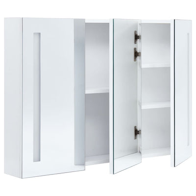 vidaXL LED Bathroom Mirror Cabinet White and Oak 50x13x70 cm