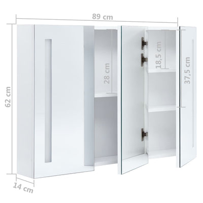 vidaXL LED Bathroom Mirror Cabinet White and Oak 50x13x70 cm