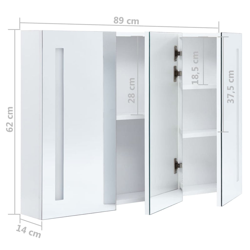vidaXL LED Bathroom Mirror Cabinet White and Oak 50x13x70 cm