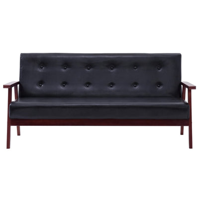 vidaXL Sofa Set 3 Piece Black Faux Leather