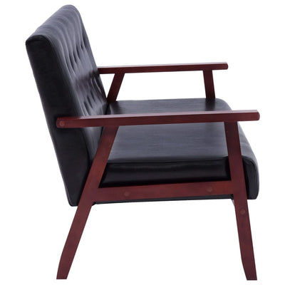 vidaXL Sofa Set 3 Piece Black Faux Leather