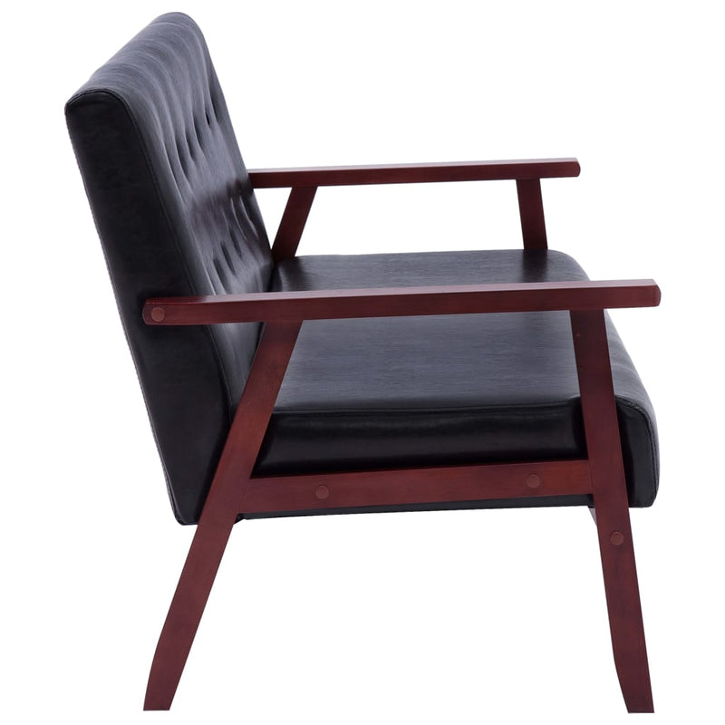 vidaXL Sofa Set 3 Piece Black Faux Leather