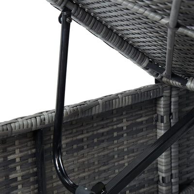 vidaXL Sun Lounger with Cushion Poly Rattan Black