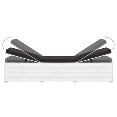 vidaXL Sun Lounger with Cushion and Tea Table Poly Rattan Brown