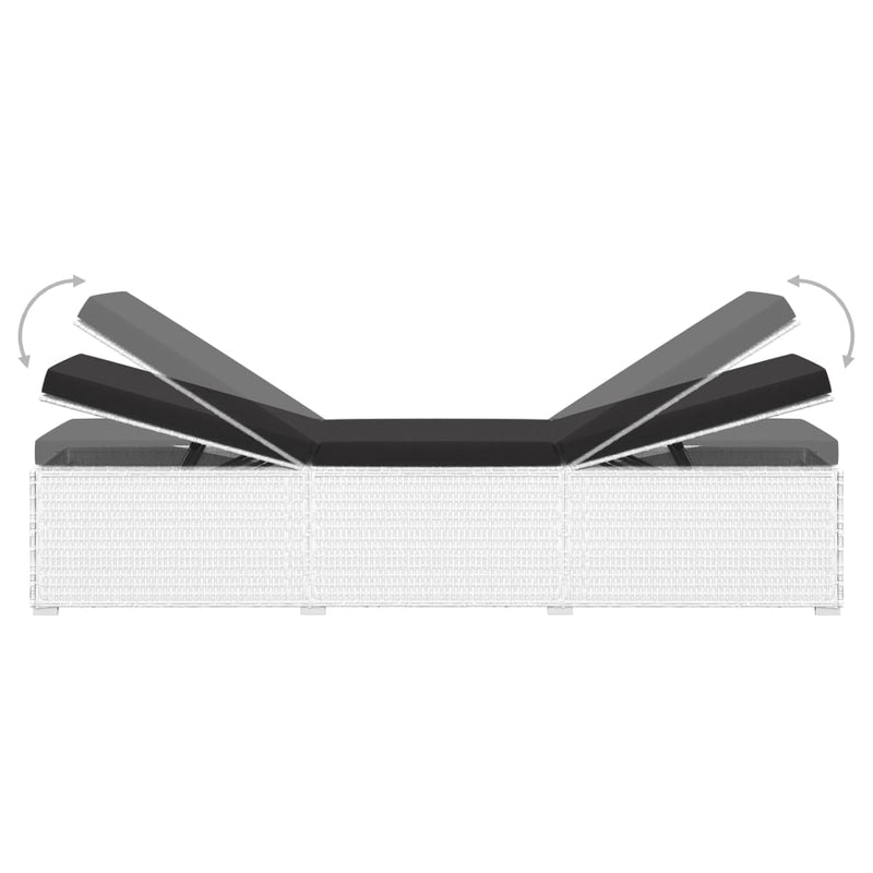 vidaXL Sun Lounger with Cushion and Tea Table Poly Rattan Brown