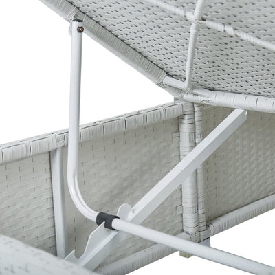 vidaXL Sun Lounger with Cushion and Tea Table Poly Rattan Brown