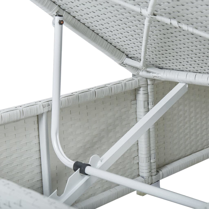 vidaXL Sun Lounger with Cushion and Tea Table Poly Rattan Brown