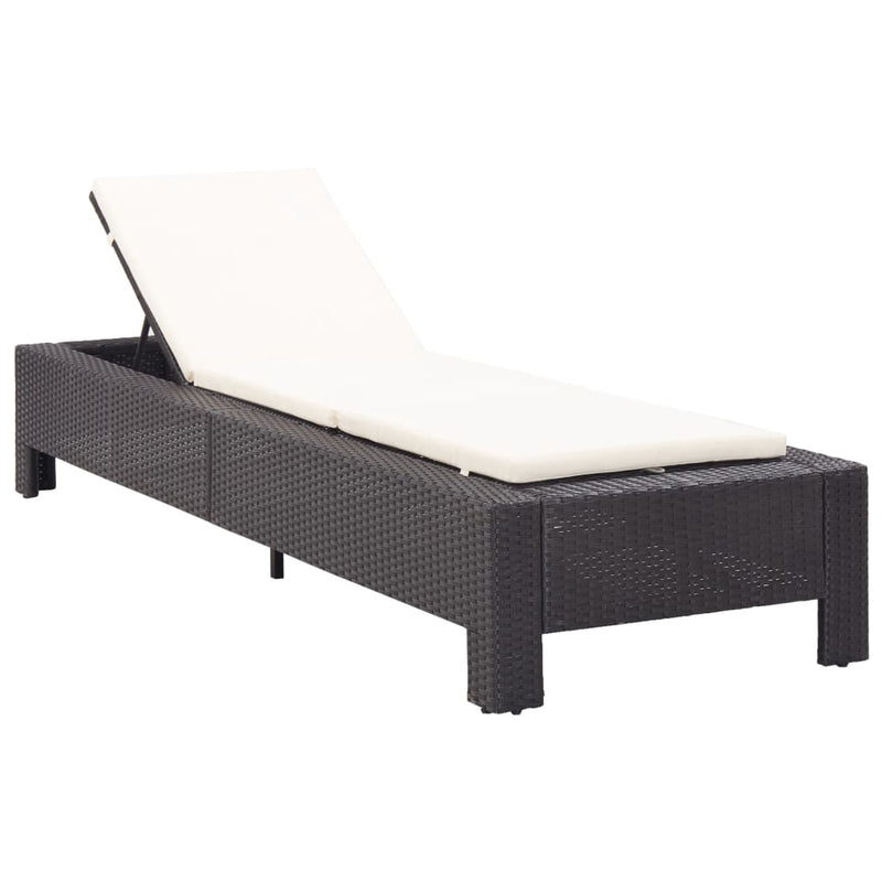vidaXL Sunbed with Cushion Brown Poly Rattan
