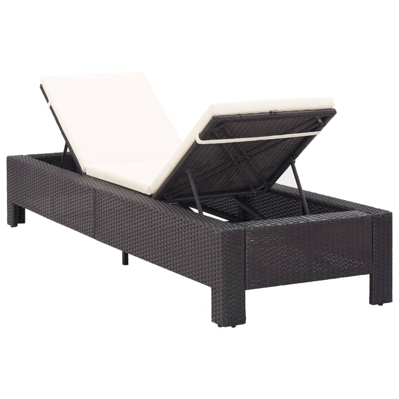vidaXL Sunbed with Cushion Brown Poly Rattan