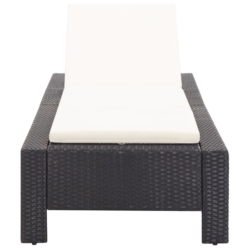 vidaXL Sunbed with Cushion Brown Poly Rattan
