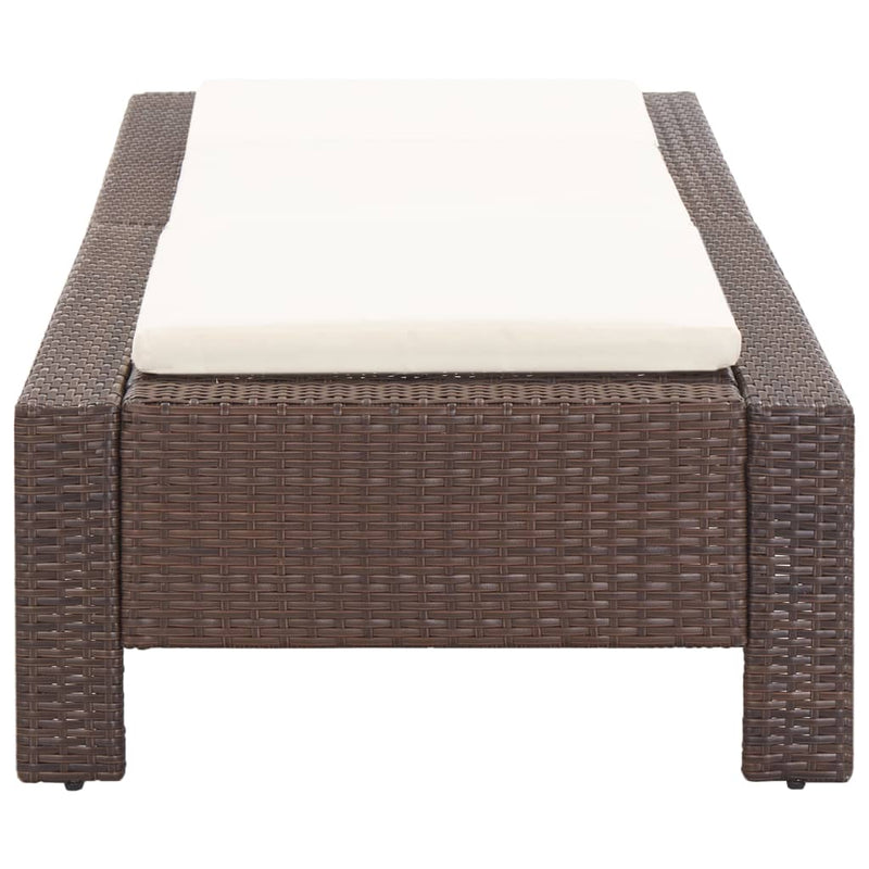 vidaXL Sunbed with Cushion Brown Poly Rattan