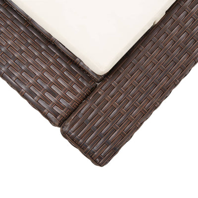 vidaXL Sunbed with Cushion Brown Poly Rattan