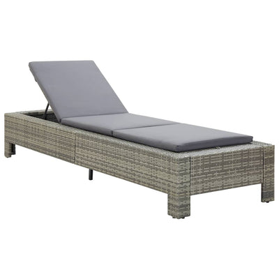 vidaXL Sunbed with Cushion Brown Poly Rattan