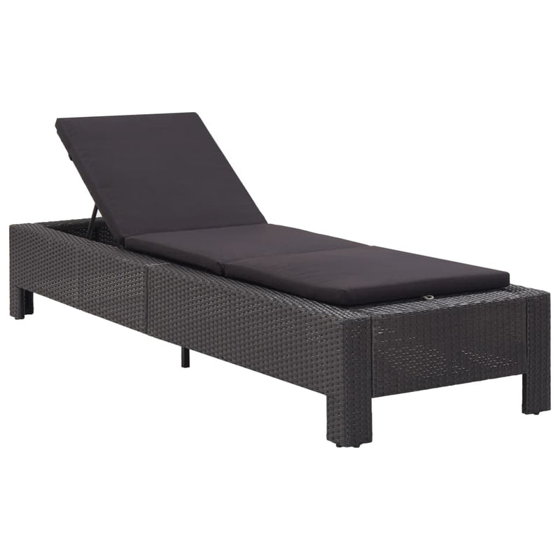 vidaXL Sunbed with Cushion Brown Poly Rattan