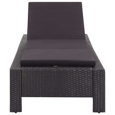 vidaXL Sunbed with Cushion Brown Poly Rattan