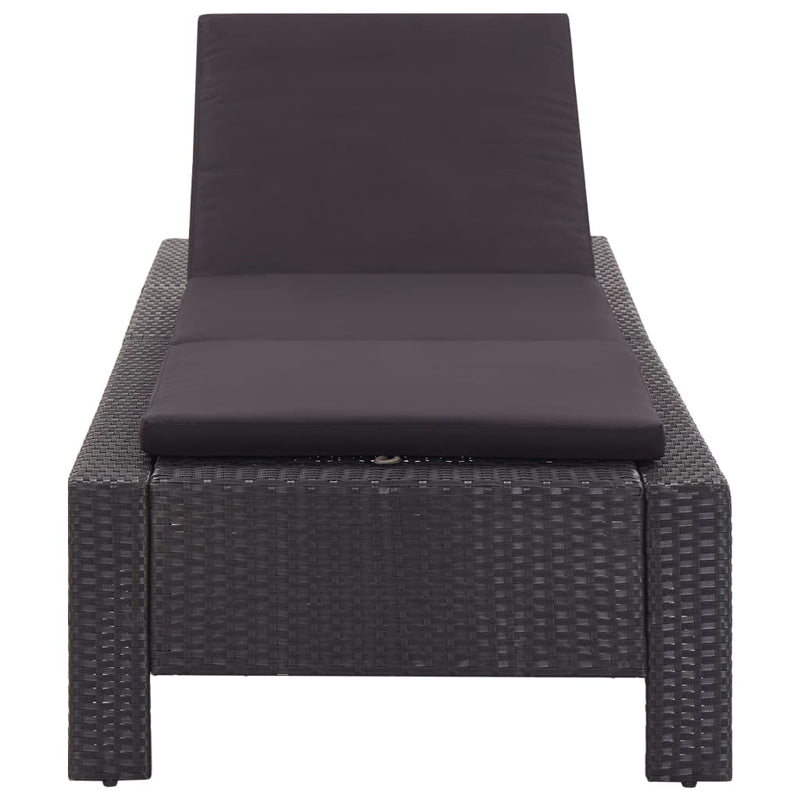 vidaXL Sunbed with Cushion Brown Poly Rattan