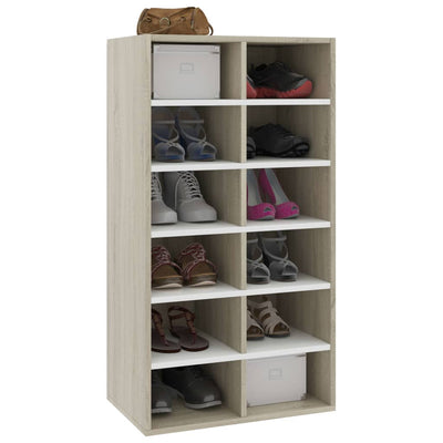 vidaXL Shoe Rack Sonoma Oak 54x34x100.5 cm Engineered Wood