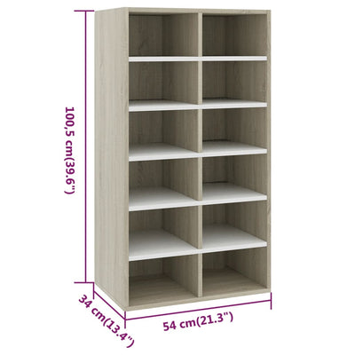vidaXL Shoe Rack Sonoma Oak 54x34x100.5 cm Engineered Wood