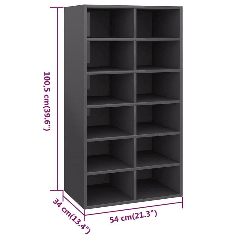 vidaXL Shoe Rack Sonoma Oak 54x34x100.5 cm Engineered Wood