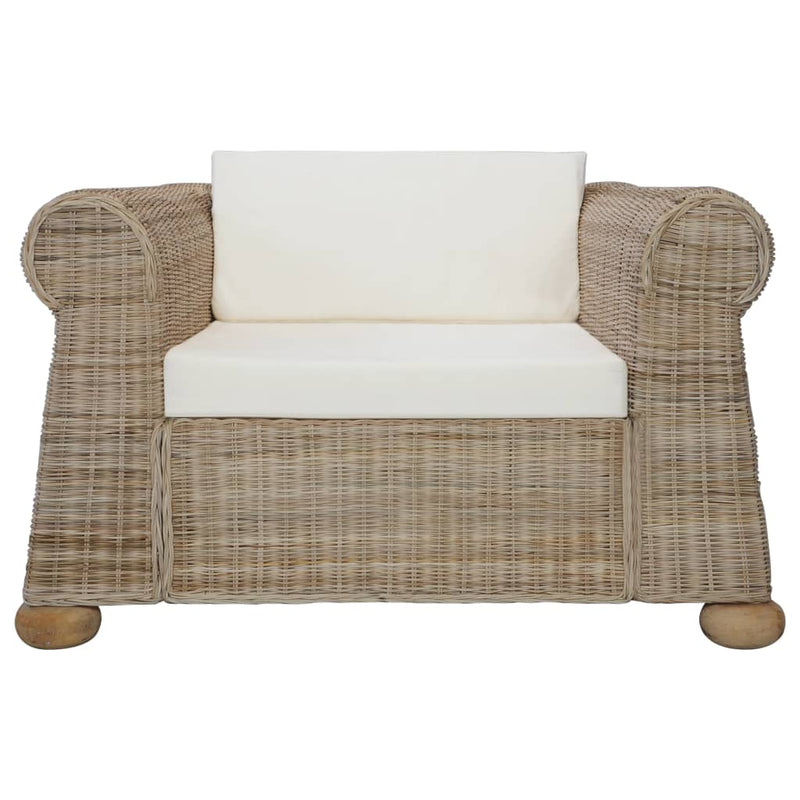 vidaXL 2 Piece Sofa Set with Cushions Brown Natural Rattan