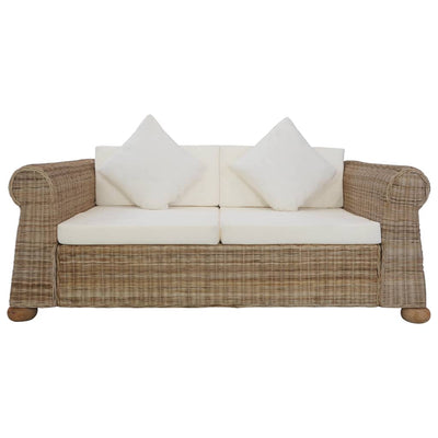 vidaXL 2 Piece Sofa Set with Cushions Brown Natural Rattan