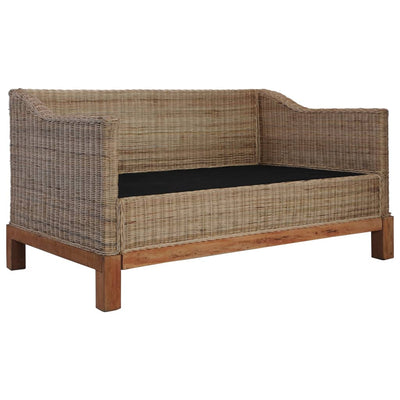 vidaXL 2 Piece Sofa Set with Cushions Natural Rattan