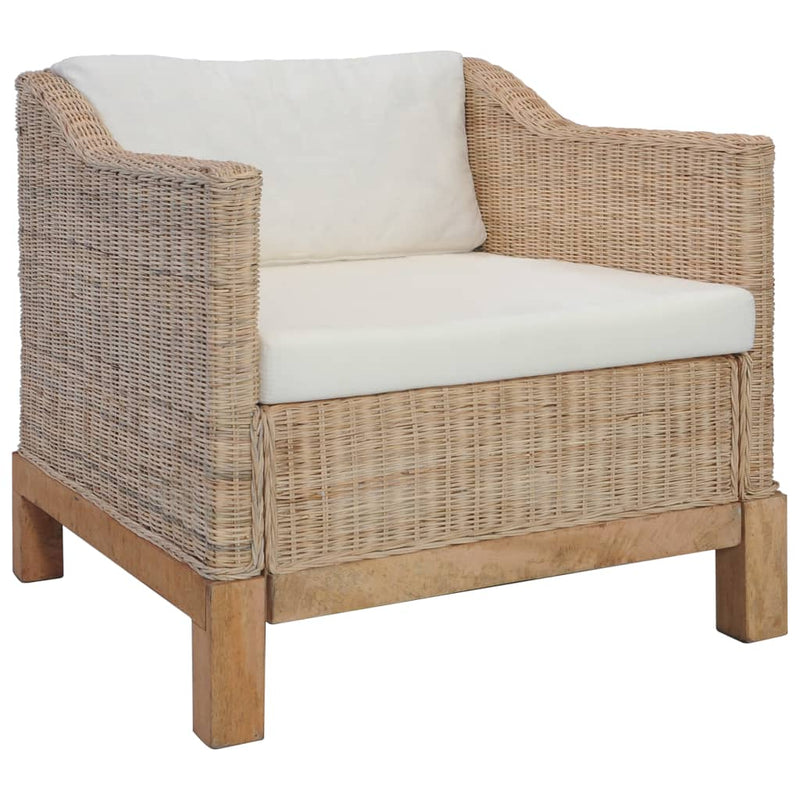 vidaXL 2 Piece Sofa Set with Cushions Natural Rattan