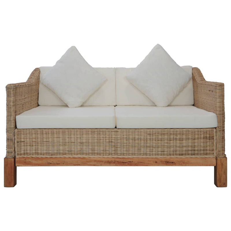 vidaXL 3 Piece Sofa Set with Cushions Natural Rattan