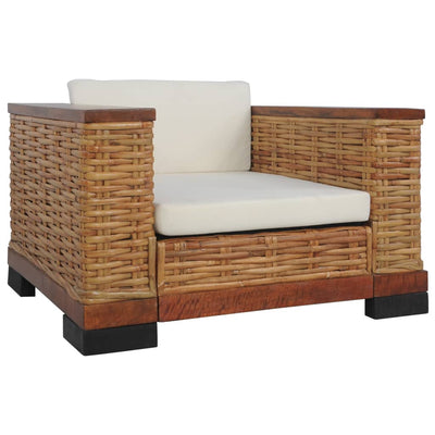 vidaXL 2 Piece Sofa Set with Cushions Natural Rattan