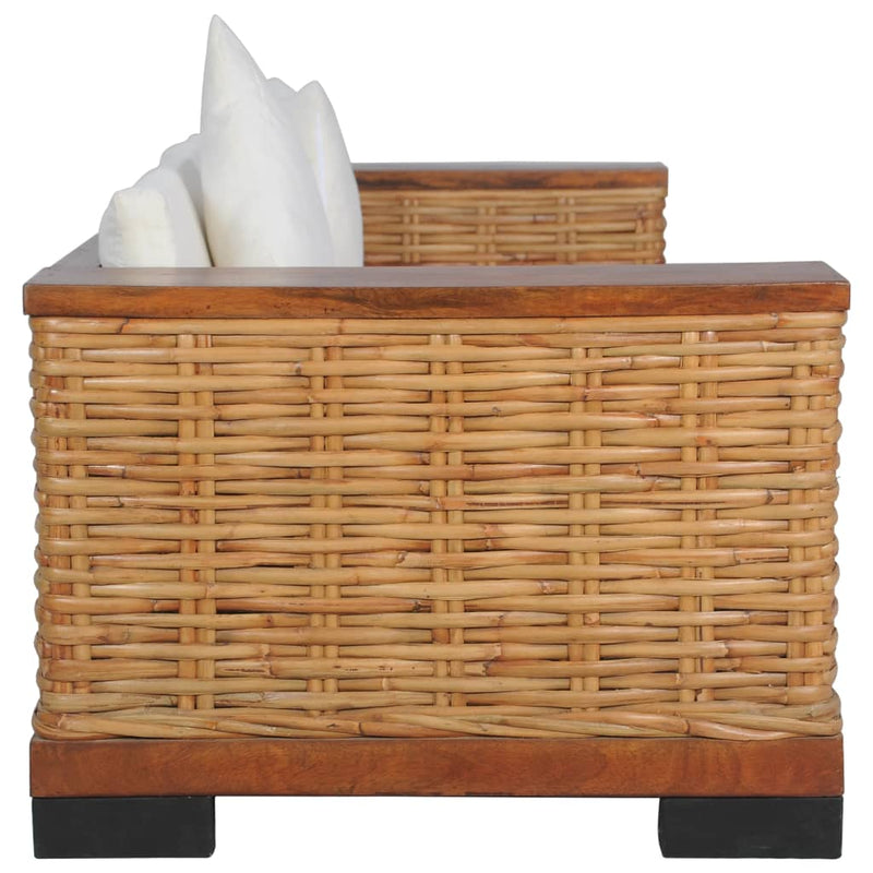 vidaXL 2 Piece Sofa Set with Cushions Natural Rattan