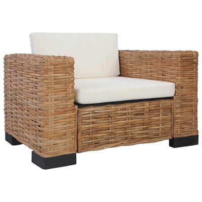 vidaXL 2 Piece Sofa Set with Cushions Natural Rattan