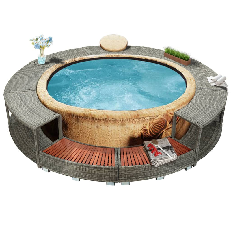 vidaXL Hot Tub Surround Black Poly Rattan
