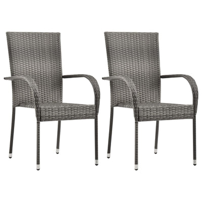 vidaXL Stackable Outdoor Chairs 2 pcs Poly Rattan Black
