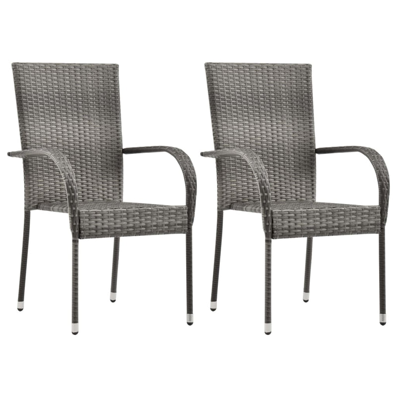 vidaXL Stackable Outdoor Chairs 2 pcs Poly Rattan Black