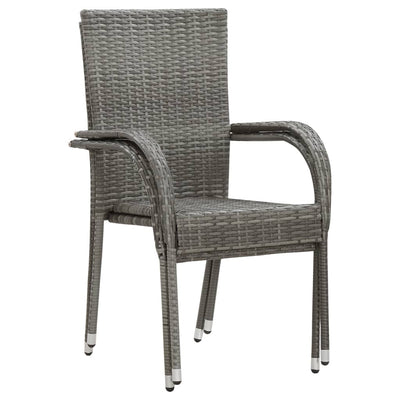 vidaXL Stackable Outdoor Chairs 2 pcs Poly Rattan Black