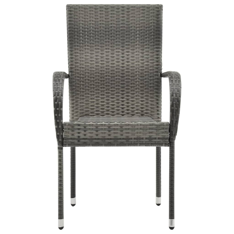 vidaXL Stackable Outdoor Chairs 2 pcs Poly Rattan Black