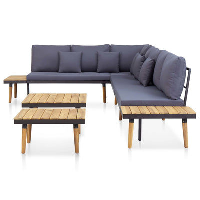 vidaXL 7-Seater Garden Lounge Set with Cushions Solid Acacia Wood Brown