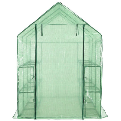 vidaXL Walk-in Greenhouse with 12 Shelves Steel 143x214x196 cm