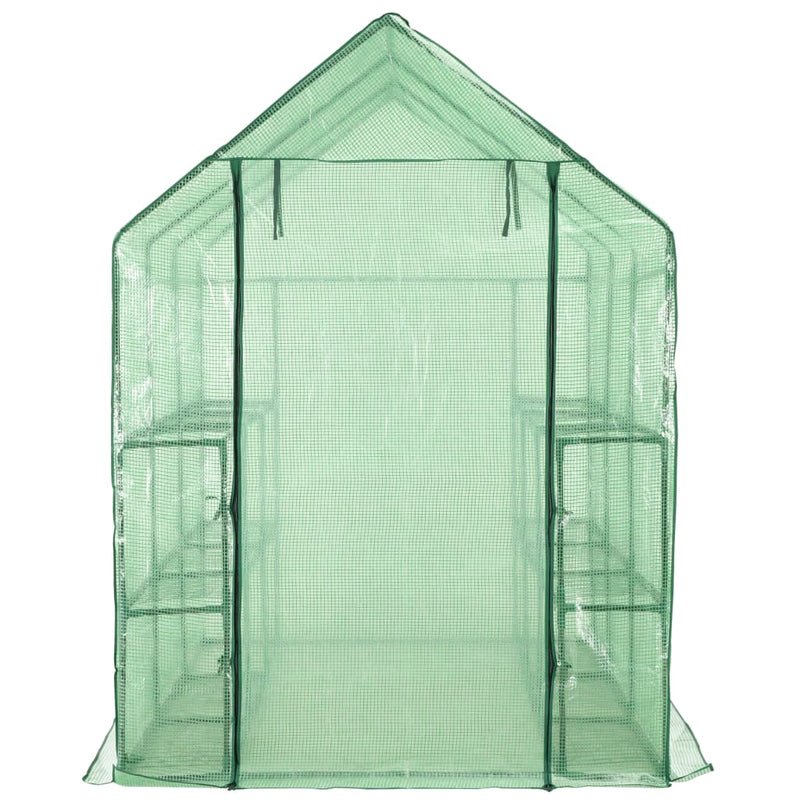 vidaXL Walk-in Greenhouse with 12 Shelves Steel 143x214x196 cm