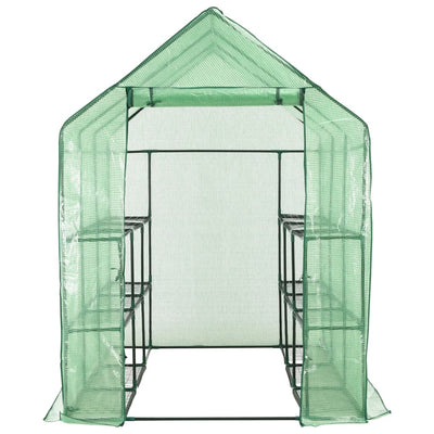 vidaXL Walk-in Greenhouse with 12 Shelves Steel 143x214x196 cm